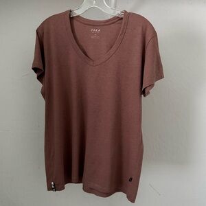 PAKA Mauve Pima Cotton & Alpaca Essential V Neck Tee